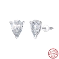 Elegant S925 sterling silver pear-cut cubic zirconia stud earrings with hallmark detail - 5x8mm / Pear Cut-Silver