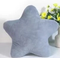 Star-shaped plush pillow in dusty blue color with soft fabric texture and minimal design - Gray