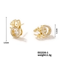 Orecchini a perno con corna di renna dorate e zirconi bianchi, misura 1,5 cm x 1,1 cm - Forma di corno di alce E02326-1