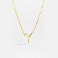 Elegant gold S925 silver necklace featuring a letter Y pendant with a sparkling gemstone - Letter Y