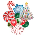 Christmas balloon set featuring Santa foil balloons, candy canes, and festive snowflakes - Silver Christmas Tree