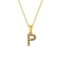 Elegant 18K gold plated stainless steel necklace with pearl-encrusted P letter pendant - Letter P (S-P149-P)