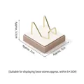Golden metal jewelry display stand with white leather base for loose stones and rings - Medium Gemstone Stand (White/Champagne)