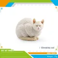 Modello realistico di gatto bianco dormiente con striature gialle e trama in resina - Gatto che Dorme (PL127-2887)