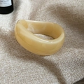 Irregular wavy thick bangle in cream resin finish with minimalist aesthetic design - 74# Bracelet-Cream Twisted Geometric