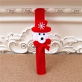 Detail of red plush Christmas snap bracelet featuring a cute polar bear with snowflake hat - Red Bear - No Light