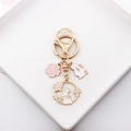Cute Japanese sakura rabbit keychain metal bag charm pendant aesthetic gift accessory. - Sakura Rabbit Wreath Motif