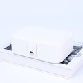 Portable white PU leather jewelry organizer case with silver metal snap buckle and fine stitching - Double Layer Portable / White