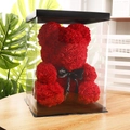 Handmade red rose bear in a clear display gift box with a black Just For You ribbon - Flower Bear+40CM Gift Box+Light / Red