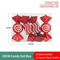Christmas red candy ornaments set featuring spiral and wavy designs in clear box - 20cm Candy Box Set