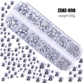 12-grid box of silver resin flatback rhinestones for nail art and DIY crafts 36g - Mineral Silver (ZSHZ-898)
