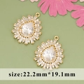 18k gold plated drop pendant with pavé zircon diamonds in sunflower design, 22.2mm - Gold Teardrop Sun Flower Style (ME1802A)