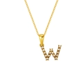 18K gold plated stainless steel initial W necklace with elegant white pearl inlay - Letter W (S-P149-W)