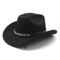 Cappello da cowboy western nero in pelle scamosciata con fascia intrecciata e fibbia in metallo - M(56-58cm) / Nero