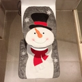 Ensemble de toilette décoratif bonhomme de neige avec couvercle et tapis de sol en U - Ensemble 2 Pièces Bonhomme de Neige
