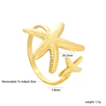 Detalle del anillo de estrella de mar dorada ajustable con medidas y peso de 1,7g - US 7 / Estilo Abierto de Doble Estrella de Mar (RI166617G)