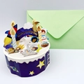 3D space themed pop-up birthday card with rocket and astronauts in blue and light green - Astronaut Cake
