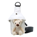 Mini sac bandoulière en toile blanche avec un mignon ours en peluche 3D décoratif - Blanc