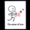 Handmade gift card with natural pink rose quartz heart stone and arrow illustration - Rose Quartz