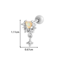 Silver stainless steel heart opal ear stud with zircon stars and size markings - Crown Heart Pendant Style (921-9# Silver)