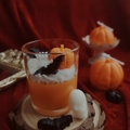 Detailed view of Halloween soy wax candle with mini 3D pumpkins and bats in a glass cup - Pumpkin Bat Cup - Pumpkin Maple Syrup Scent