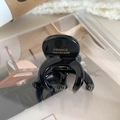 Black small hair spring clip with gold France Handmade text on glossy surface - Octopus Claw: Black