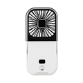 Ventilatore digitale portatile con design pieghevole bianco e nero e bordo argento - Display Digitale Aggiornato Nero e Bianco