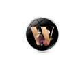 Floral crystal brooch with letter W in silver frame on black background accessory - Letter W