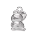 Polished silver metal cartoon mouse pendant with hanging ring for DIY jewelry making - Steel 539# Rabbit / 9*14mm