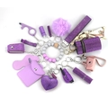 Kit porte-clés de sécurité 15 pièces violet pour femme avec alarme et pompon - Violet