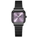 Orologio GEDI quadrato al quarzo con quadrante viola e cinturino a onde nero - Cassa Nera Quadrante Viola Cinturino Nero