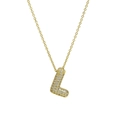 18k gold plated brass balloon letter L necklace with sparkling cubic zirconia pavé - Letter L Necklace