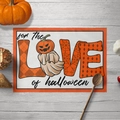 Halloween linen placemat with pumpkin ghost design and LOVE text for table decor - Style 09-Encrypted Linen / 30*45cm(32g)