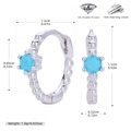 Detailed specs of S925 sterling silver hoop earrings with blue stone and 5A zircons - 925 Silver / Platinum Color (Turquoise)