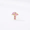 Elegant gold S925 silver mushroom stud earrings with marquise-cut pink zirconia stones - Pink Mushroom Style - Gold Base (RHE958G)