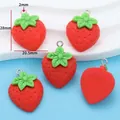 DIY red resin strawberry pendant 28x20.5mm with 2mm hole for jewelry making - Style J/2.3g