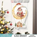 Glossy crystal 3D Santa wall sticker on a moon hot air balloon for Christmas decor - SJ021 Brandy Moon Hot Air Balloon