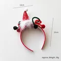 Serre-tête de Noël rouge avec mini chapeau à paillettes et pompons colorés, 23cm - Serre-tête Bonnet de Noël en Peluche