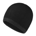 Bonnet en maille côtelée noire pour hommes et femmes, bonnet d'hiver chaud style épuré - L / Noir