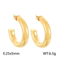 Orecchini a cerchio a C in acciaio inossidabile placcato oro, 25x5mm, peso di 6,5g - Stile C Colore Oro Cerchio Grosso Lucido