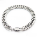 Gepolijste zilveren titanium stalen Cubaanse schakelarmband met karabijnsluiting, 8mm - Stijl D-8mm-180mm(KB166164-ZZ)