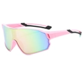 Outdoor sports sunglasses with pink frame and rainbow gradient polarized cycling lenses - Pink Frame Pink Mirror
