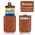 Brown faux leather pull-out card holder with multi-slot design and secure snap closure - 5+1 Slots Pull-out / Brown
