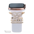 Golden watch strap charms set with diamonds for 21mm silicone bands - Wing Letter Style (5572578809343) / Black Sponge Packaging / No.19 Champagne Silver