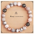 Bracelet fait main en perles de marbre sur une carte de vœux pour le 70e anniversaire - Bracelet en Pierre de Lave Zébrée Rose + Carte Joyeux 70ème