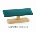 Dark green microfiber T-bar jewelry display stand with natural wooden base and T-bar - Flat Bracelet Stand: Dark Green