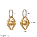 Detailed size specifications for irregular gold and silver stainless steel hoop earrings - Rhombus Frame Ball Pendant Style (TE60553-M)