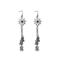 Gothic antique silver spider web earrings with hanging spider charms for Halloween - 13 Spider Web Pendant Style