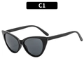 Occhiali da sole cat-eye da donna con elegante montatura nera e lenti grigie, stile C1 - Montatura Nera Lenti Grigie