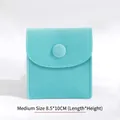Lake blue velvet jewelry pouch with snap button for rings and earrings, size 8.5x10cm - 中号款(8.5cm*10cm) / Teal Blue